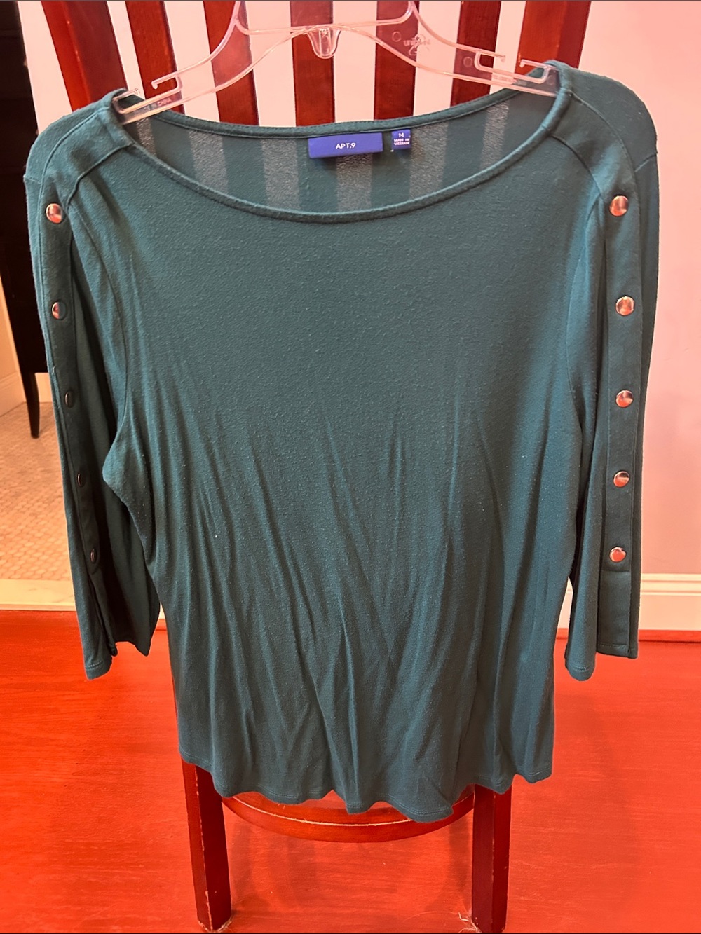 Apt. 9 Teal Button-Trim Long Sleeve Women's Top